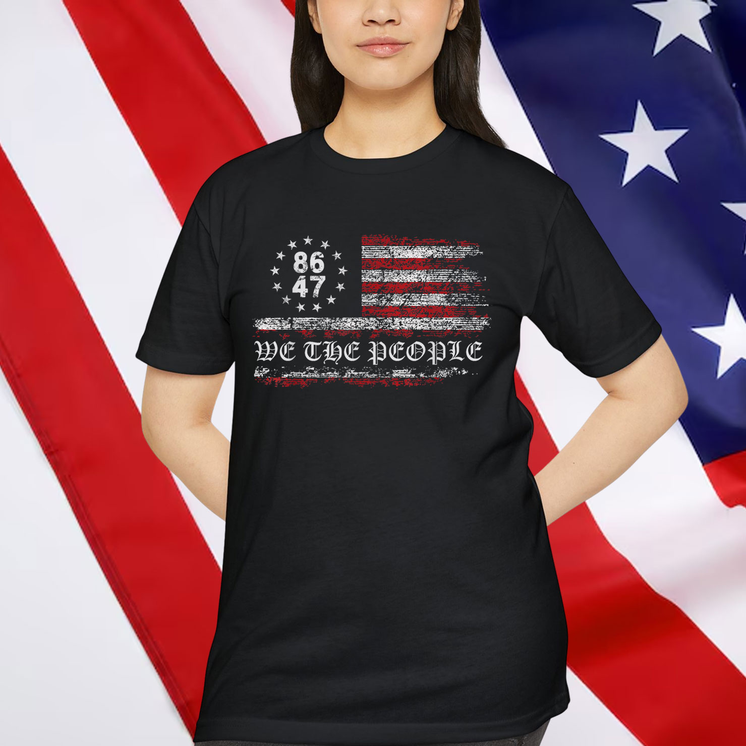 Anti Trump 8647 86 47 US Flag We The People Shirt