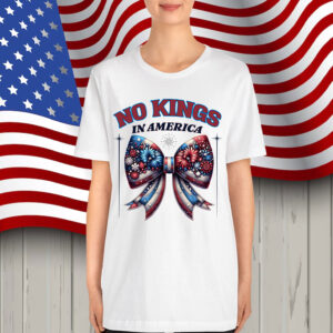 Coquette Bow No Kings In America Patriotic Shirt