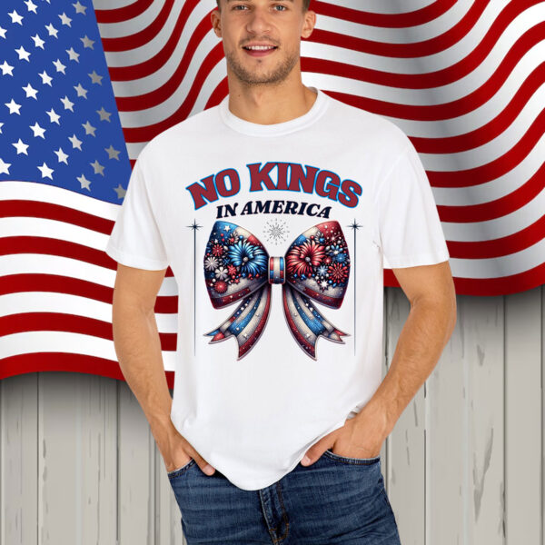 Coquette Bow No Kings In America Patriotic Shirt