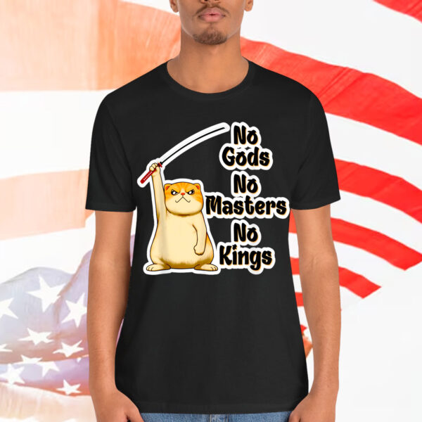 Funny Angry Cat No Gods No Masters No Kings Kitty T-Shirt