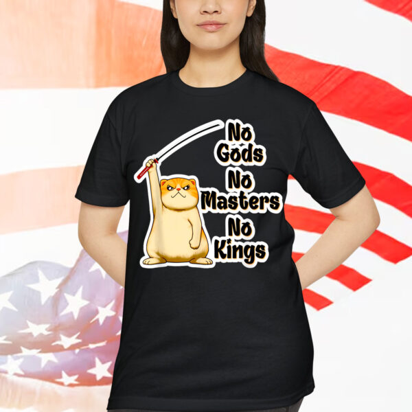 Funny Angry Cat No Gods No Masters No Kings Kitty T-Shirt