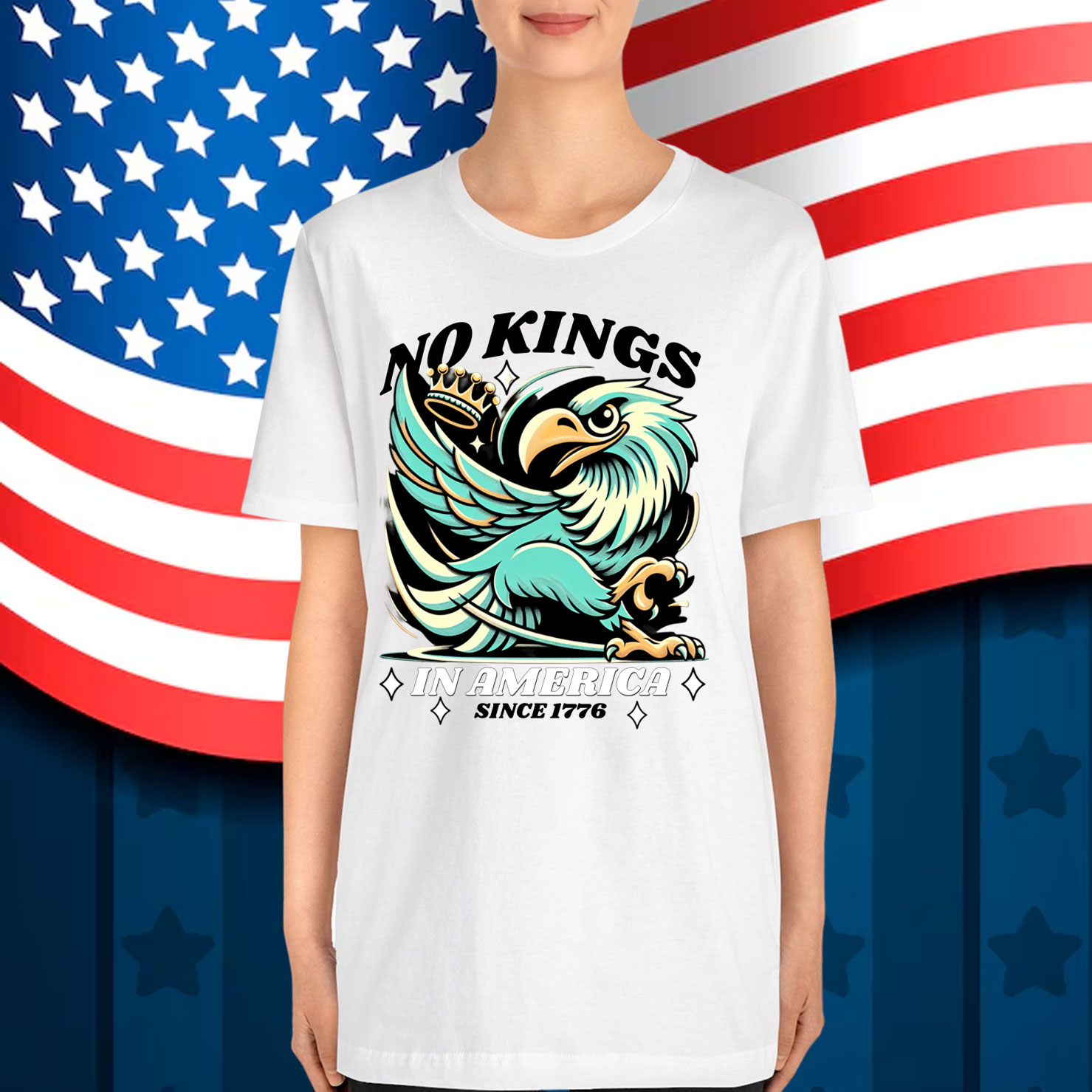 Funny Bald Eagle No Kings In America Fireworks Shirt