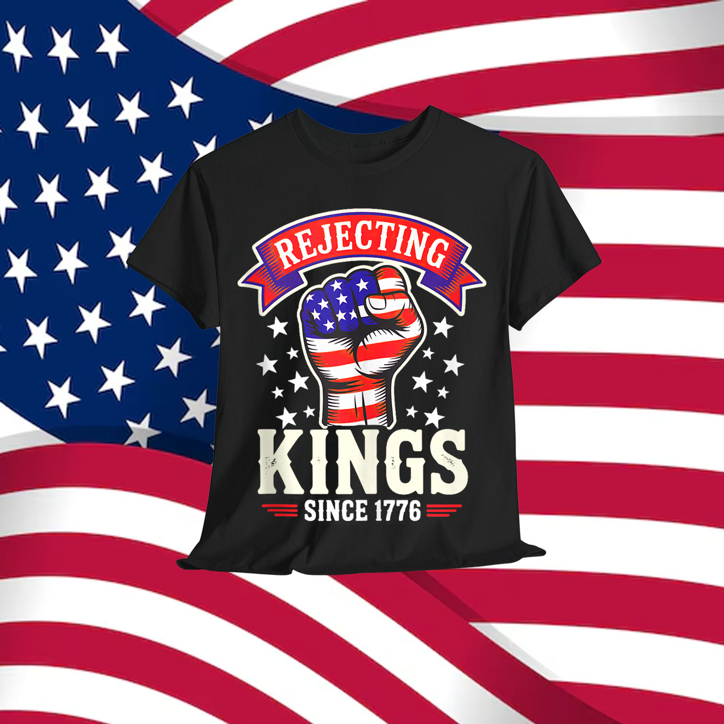 Funny Rejecting Kings Fist Sign USA No Kings In America T-Shirt