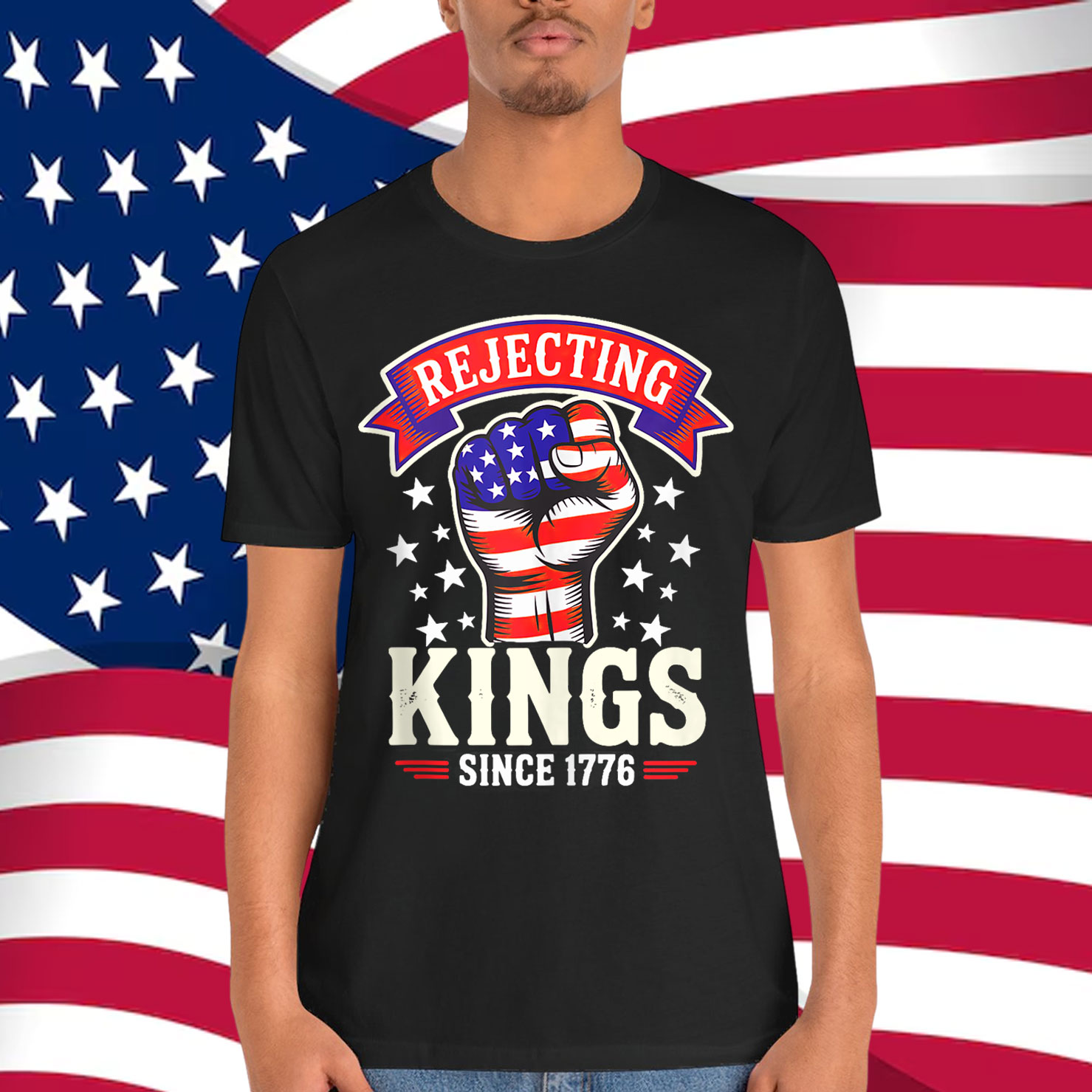 Funny Rejecting Kings Fist Sign USA No Kings In America T-Shirt