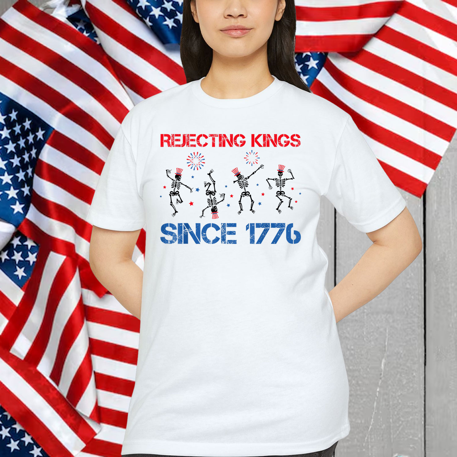 Funny Skeleton Amercian Since 1776 Shirt