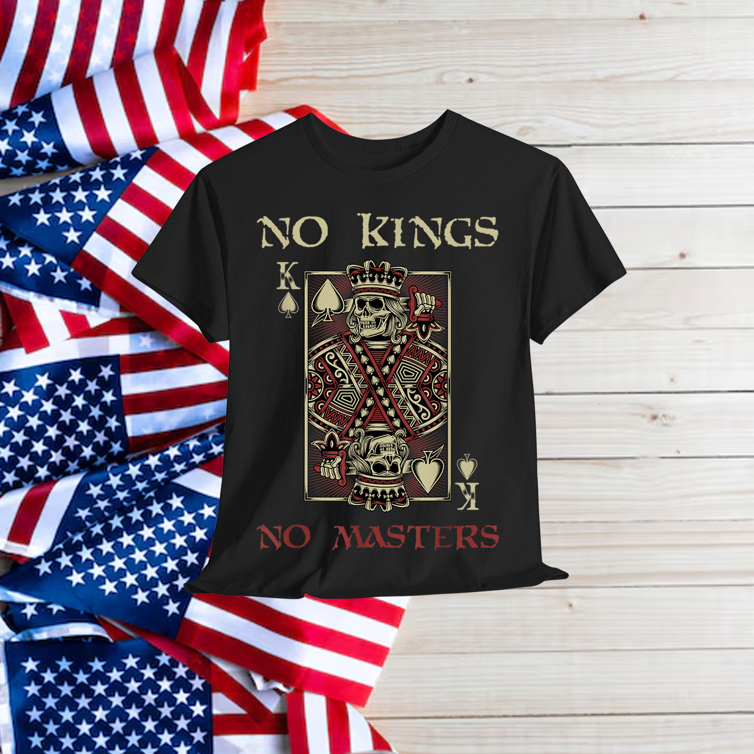 NO KINGS NO MASTERS Strong Bold Defiant Motivating T-Shirt