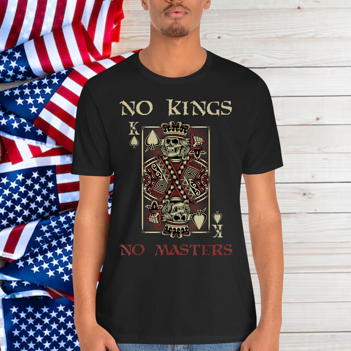 NO KINGS NO MASTERS Strong Bold Defiant Motivating T-Shirt