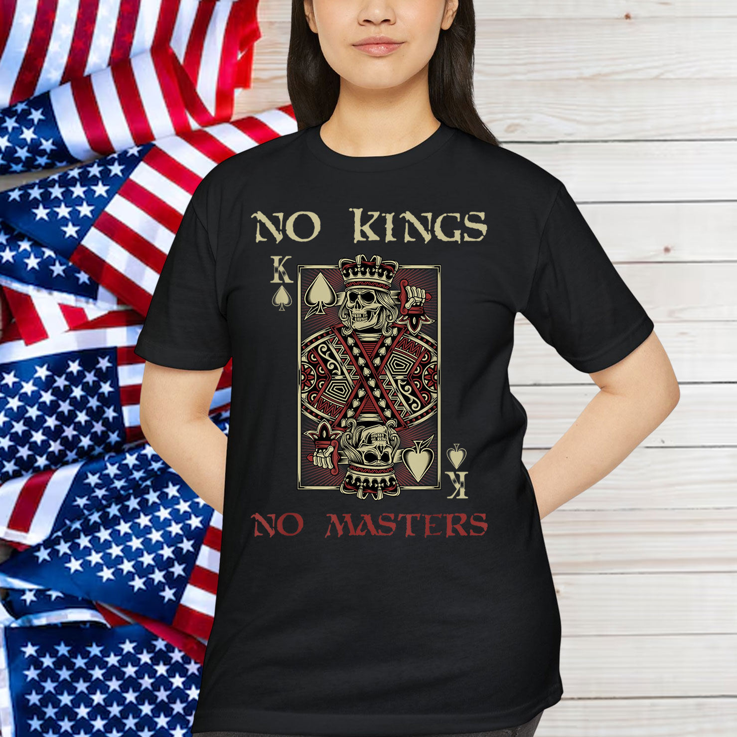 NO KINGS NO MASTERS Strong Bold Defiant Motivating T-Shirt