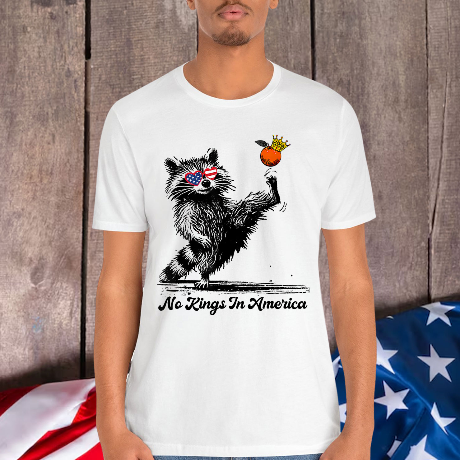aNo Kings In America Funny Raccoon Shirt