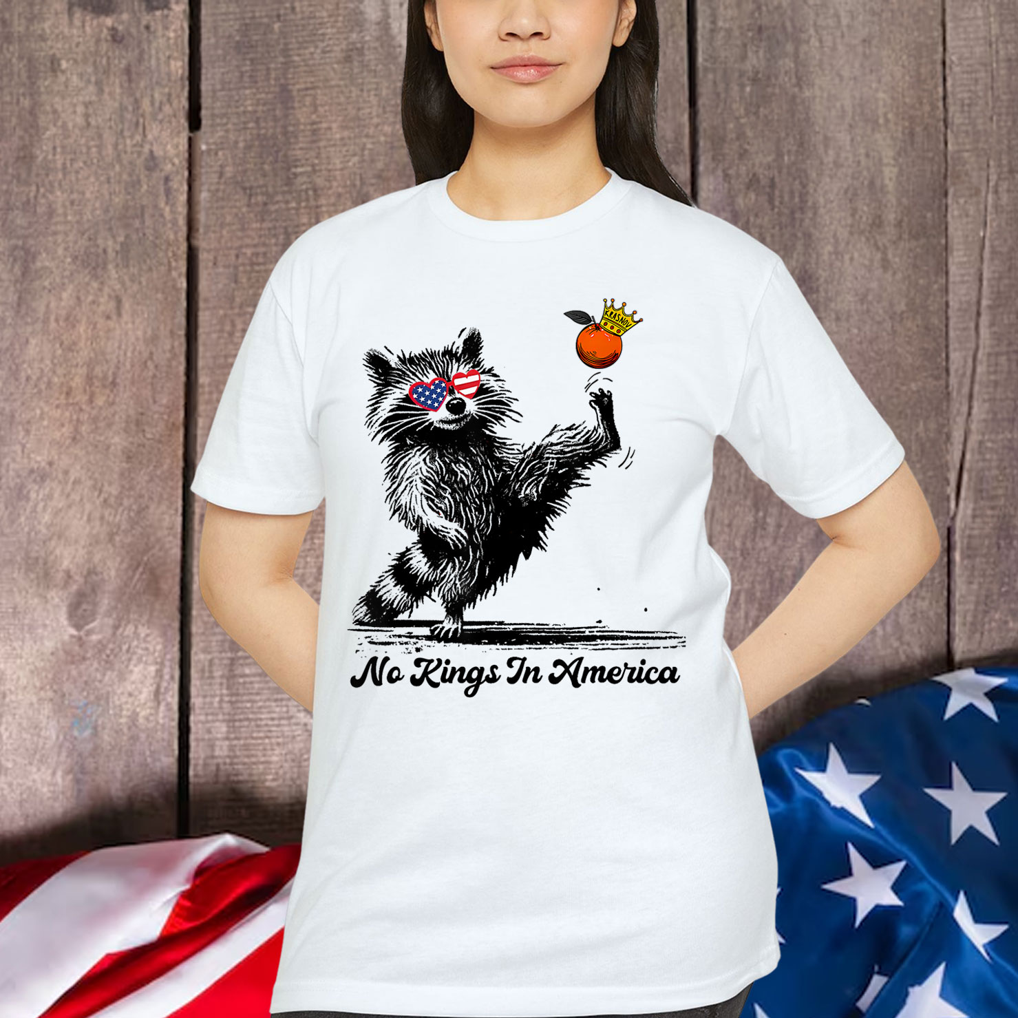 aNo Kings In America Funny Raccoon Shirt