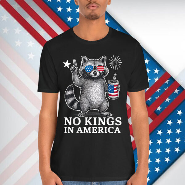 No Kings In America Patriotic Raccoon Shirt