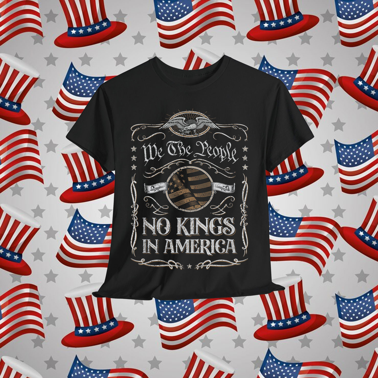 No Kings In America Patriotic Retro 4th Of July Shirt