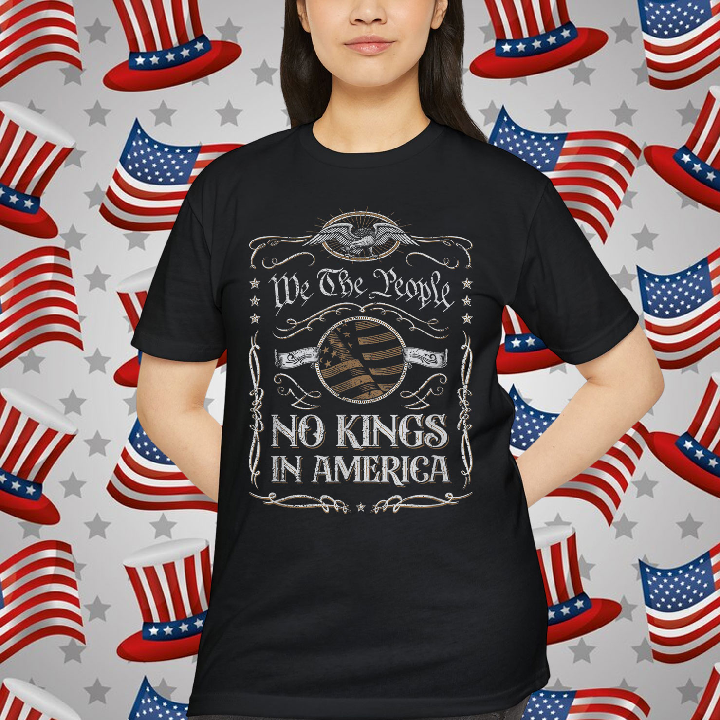 No Kings In America Patriotic Retro 4th Of July Shirt