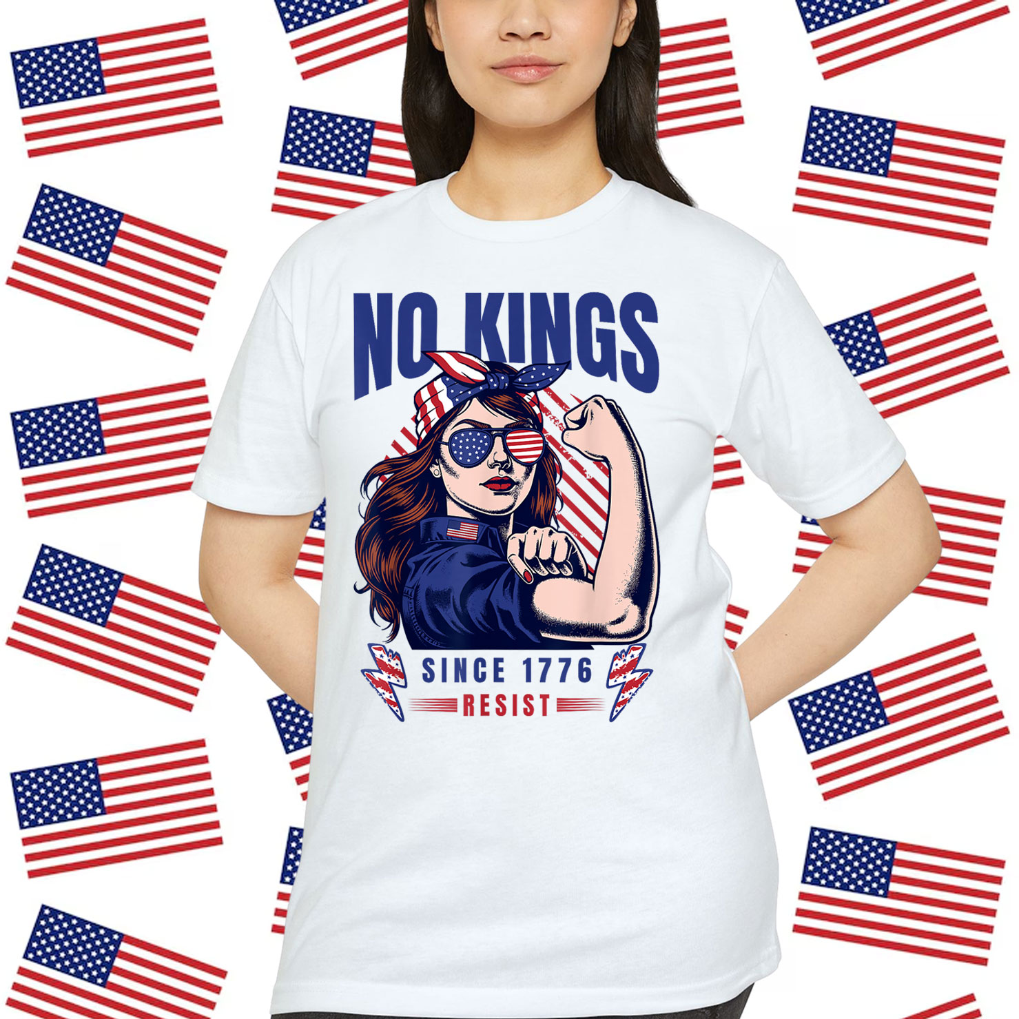 No Kings In America Since 1776 Patriotic Feminism Statement Shirt