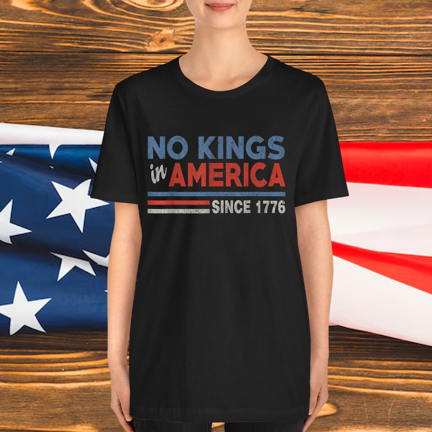 No Kings In America Since 1776 Retro Stripe Shirt