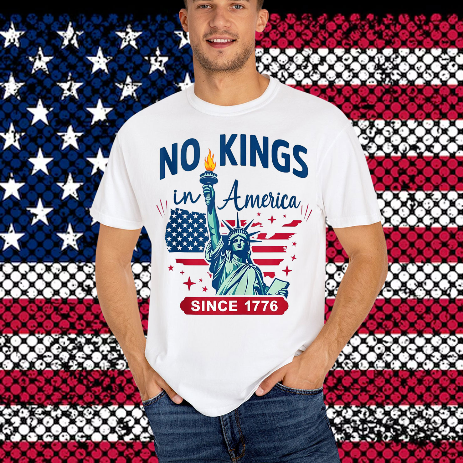 No Kings In America Since 1776 USA Flag Political Shirt