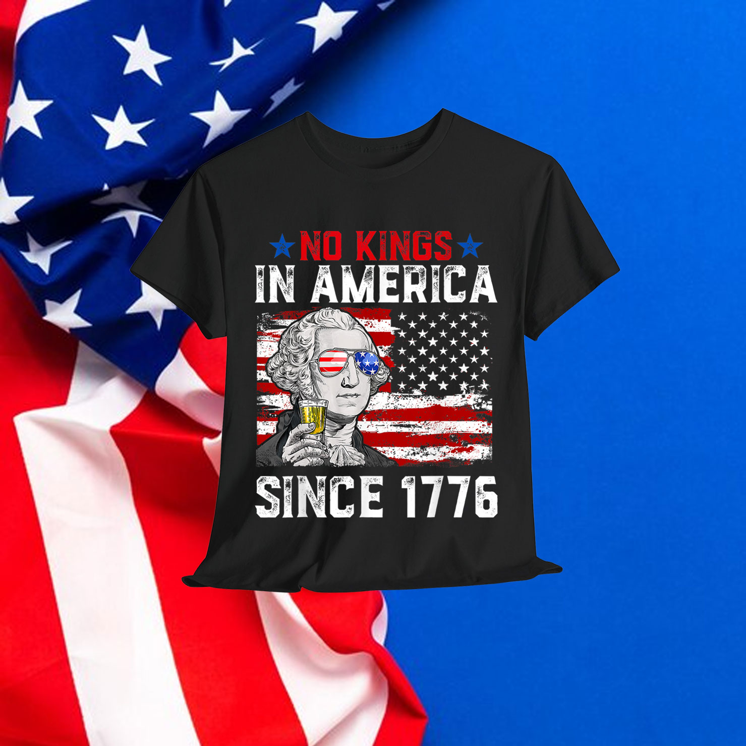 No Kings In America Since 1776 Vintage Patriotic USA Shirt