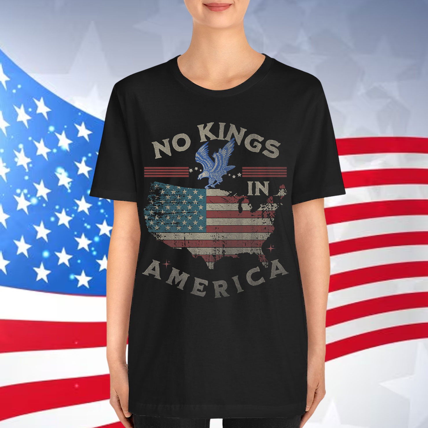 No Kings In America USA Liberty Graphic Shirt