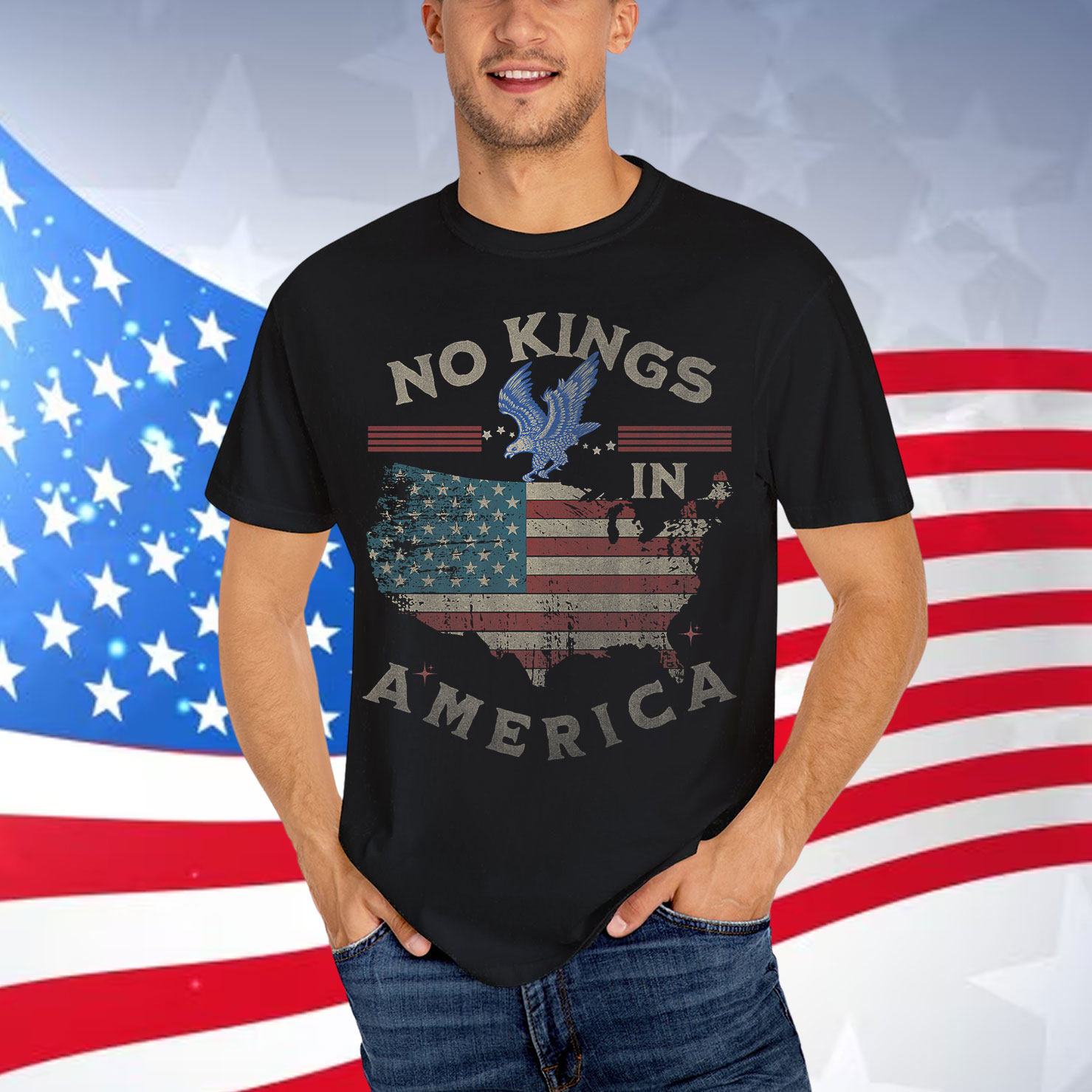 No Kings In America USA Liberty Graphic Shirt