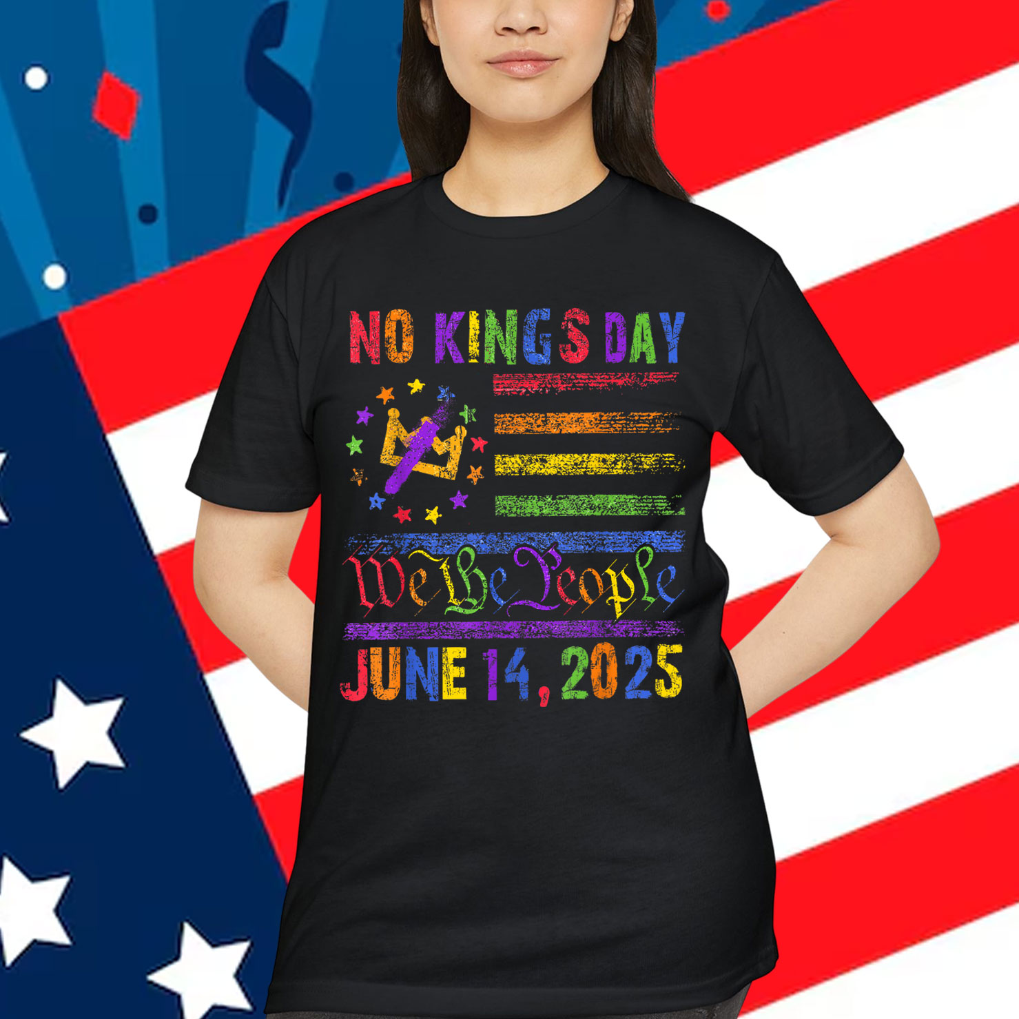No Kings In America We The People LGBT Retro Shirt