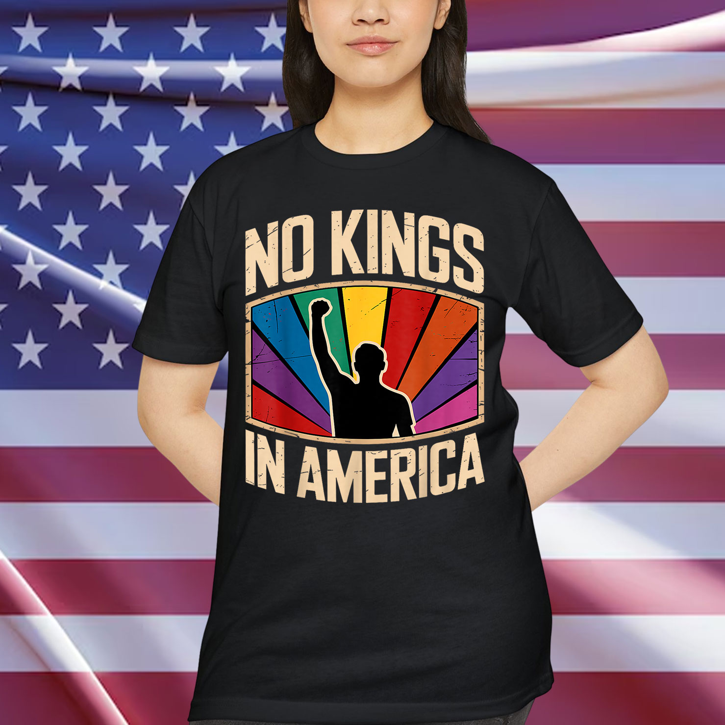 No Kings Nope Vintage Pride Month T-Shirt