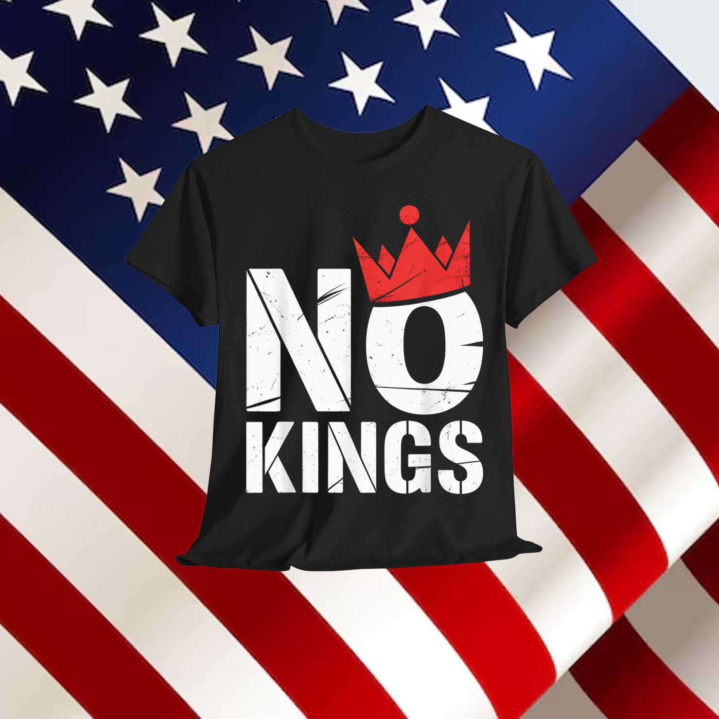 No Kings Protest Democracy Sign Hands Off Crown Shirt
