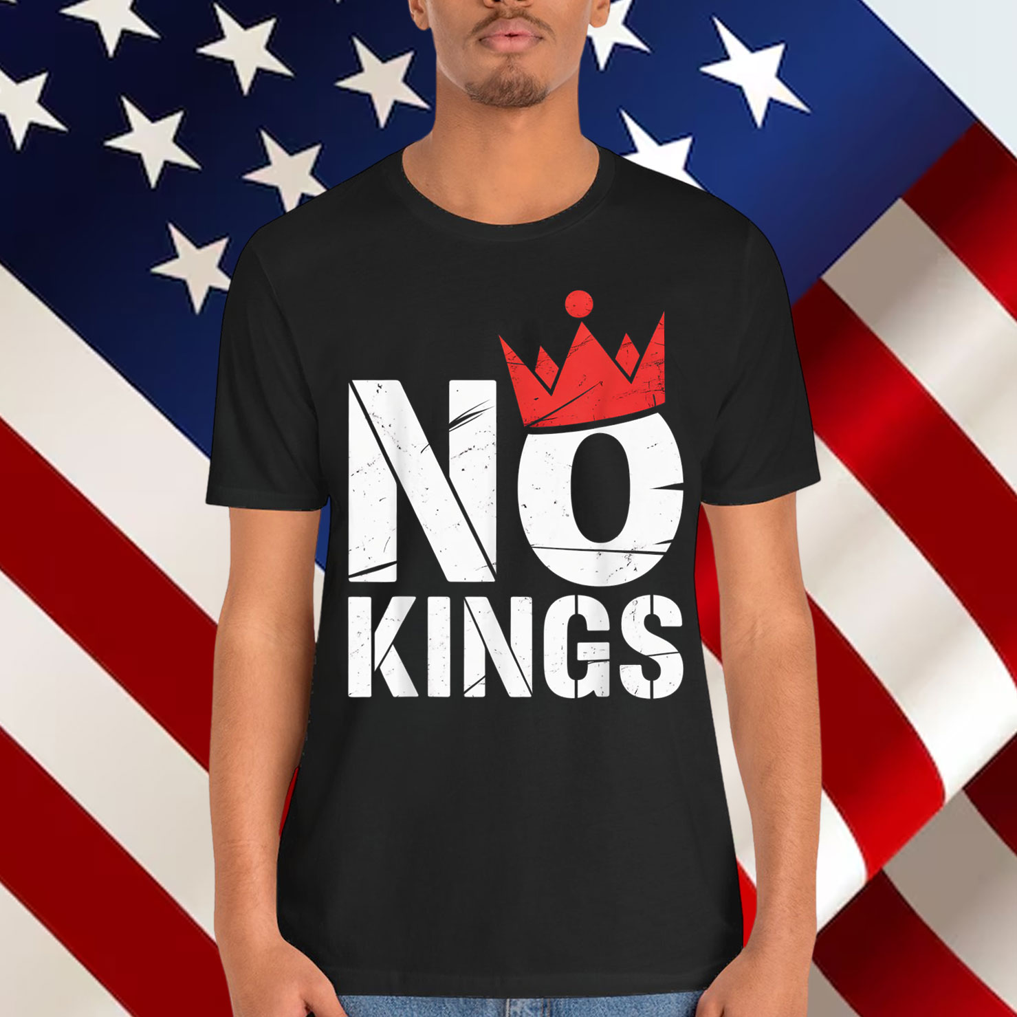 No Kings Protest Democracy Sign Hands Off Crown Shirt