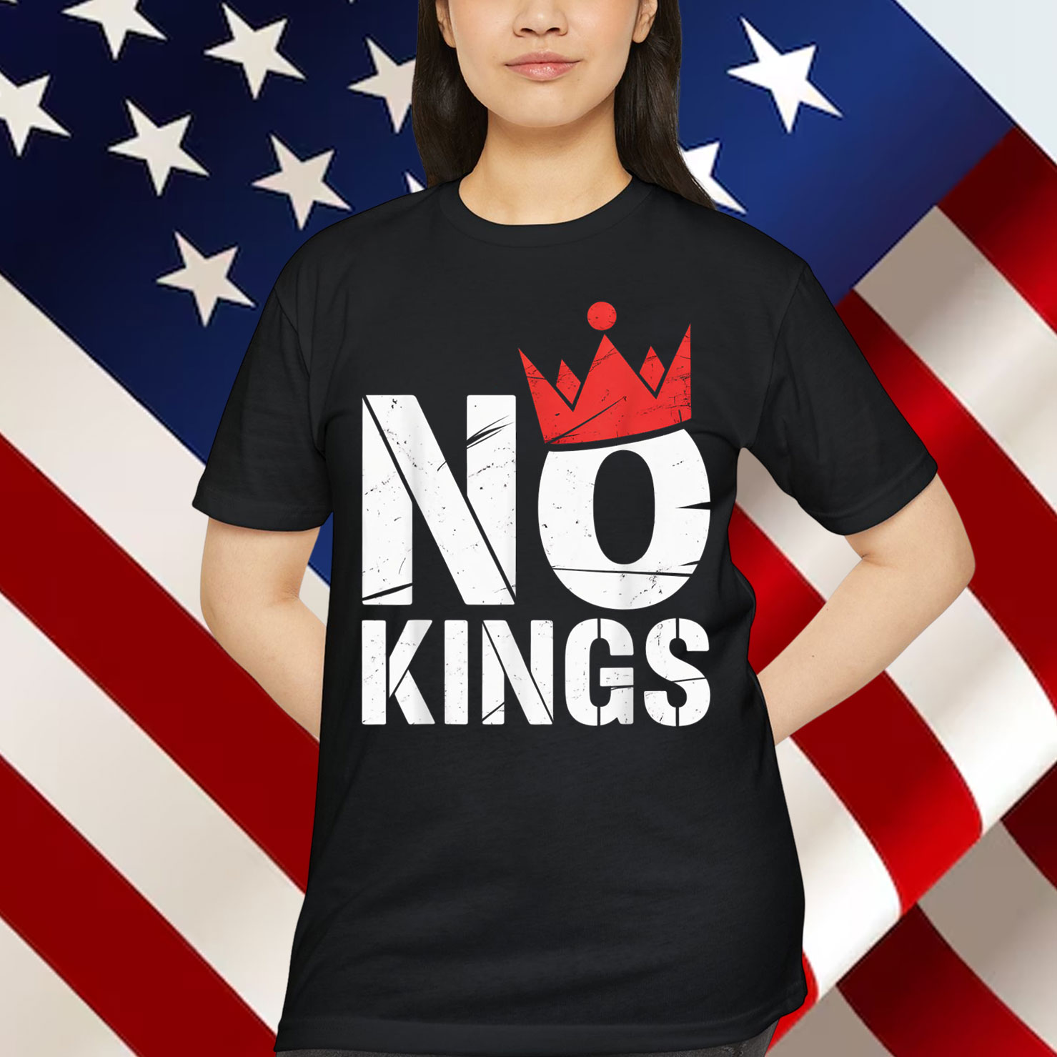 No Kings Protest Democracy Sign Hands Off Crown Shirt