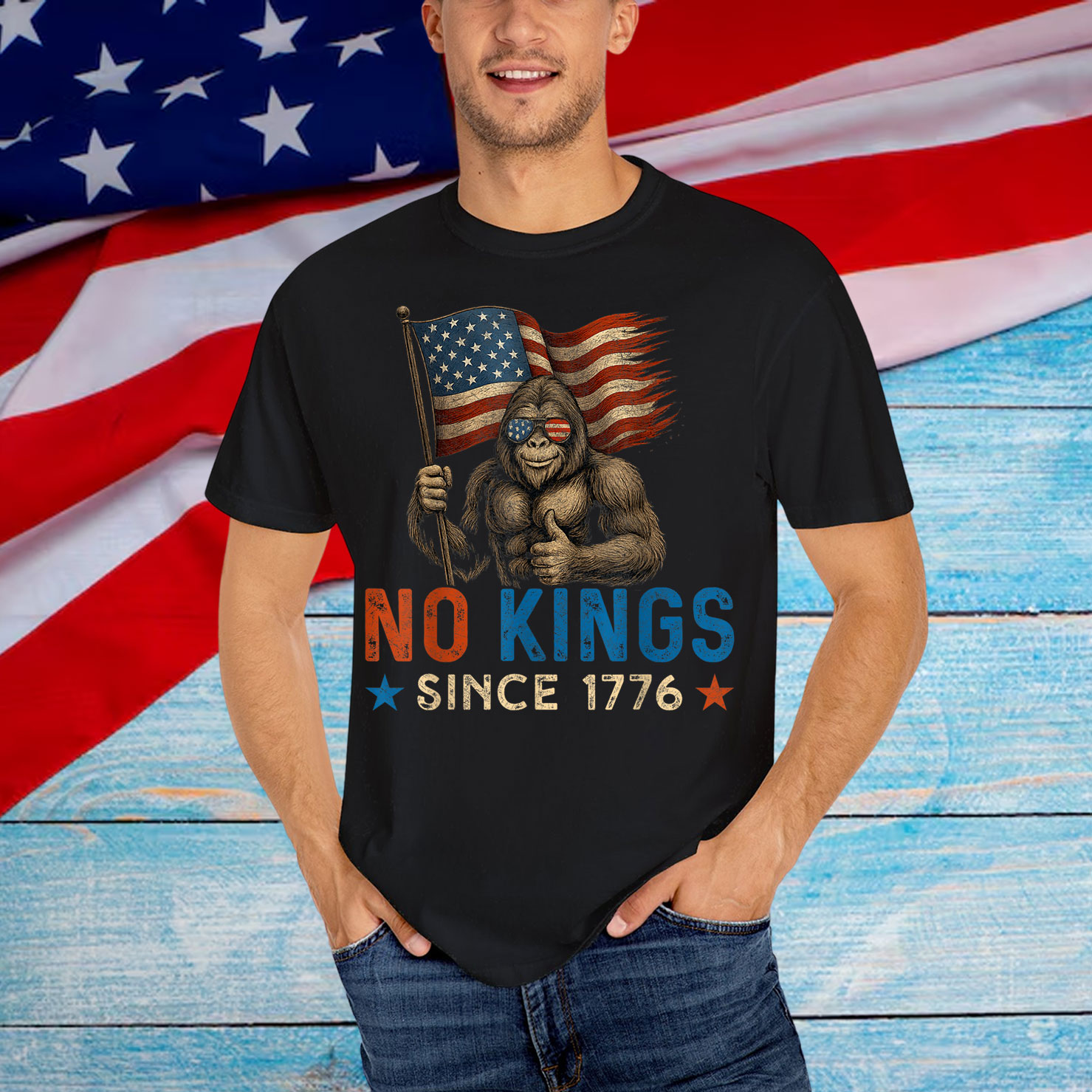 No Kings Since 1776 American US Big Foot Shirt