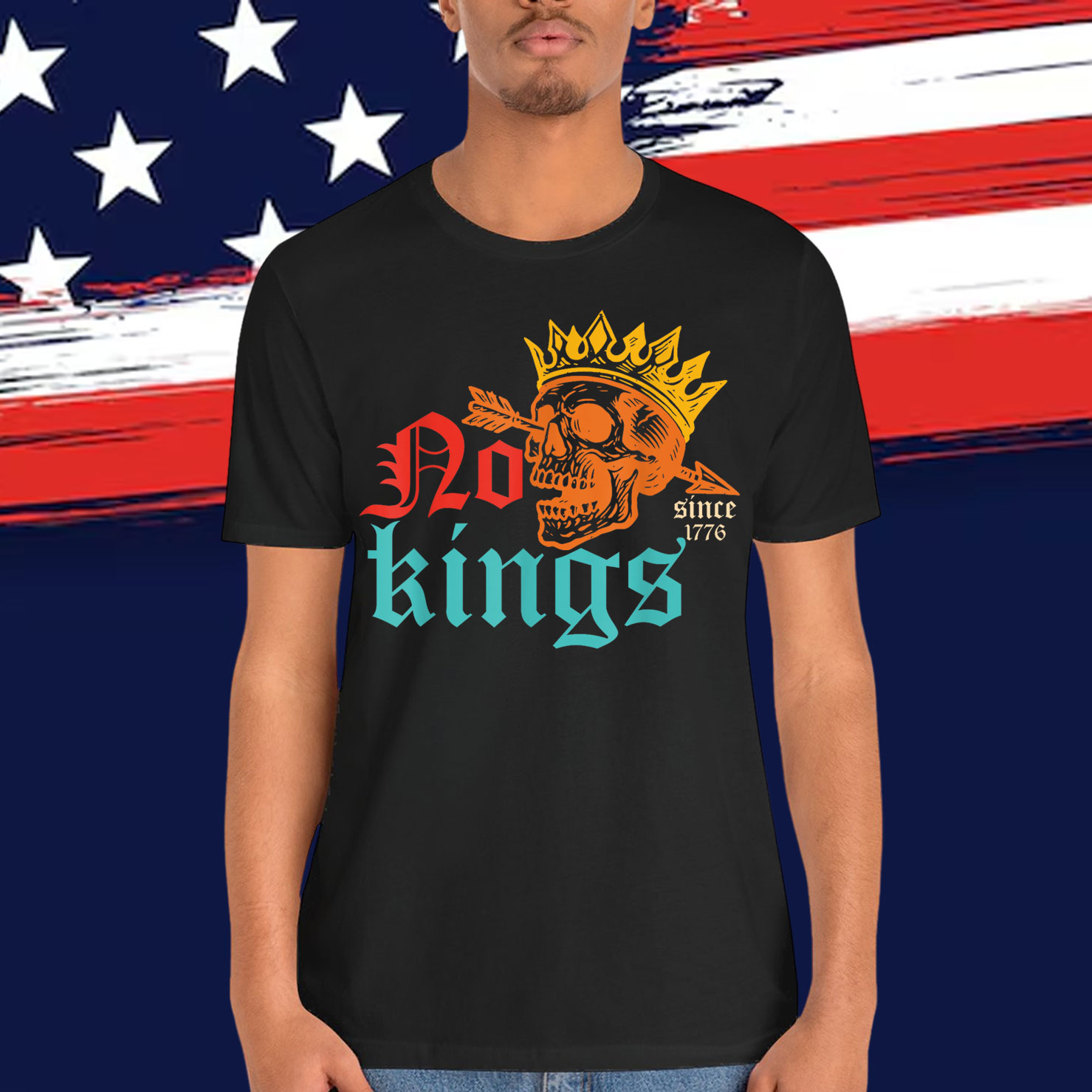 No Kings Since 1776 Skeleton King Vintage Design T-Shirt