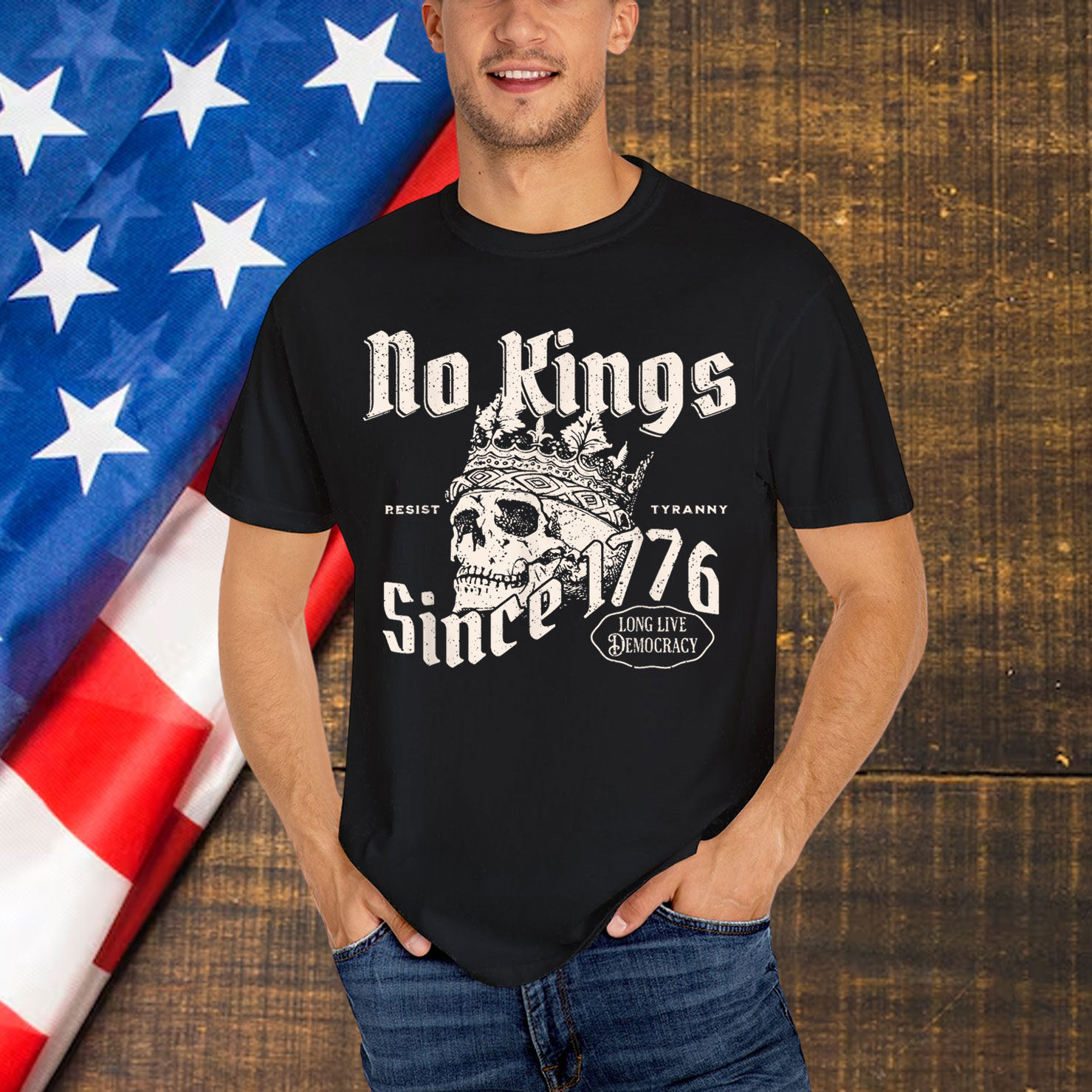 No Kings Since 1776 Skull Shirt
