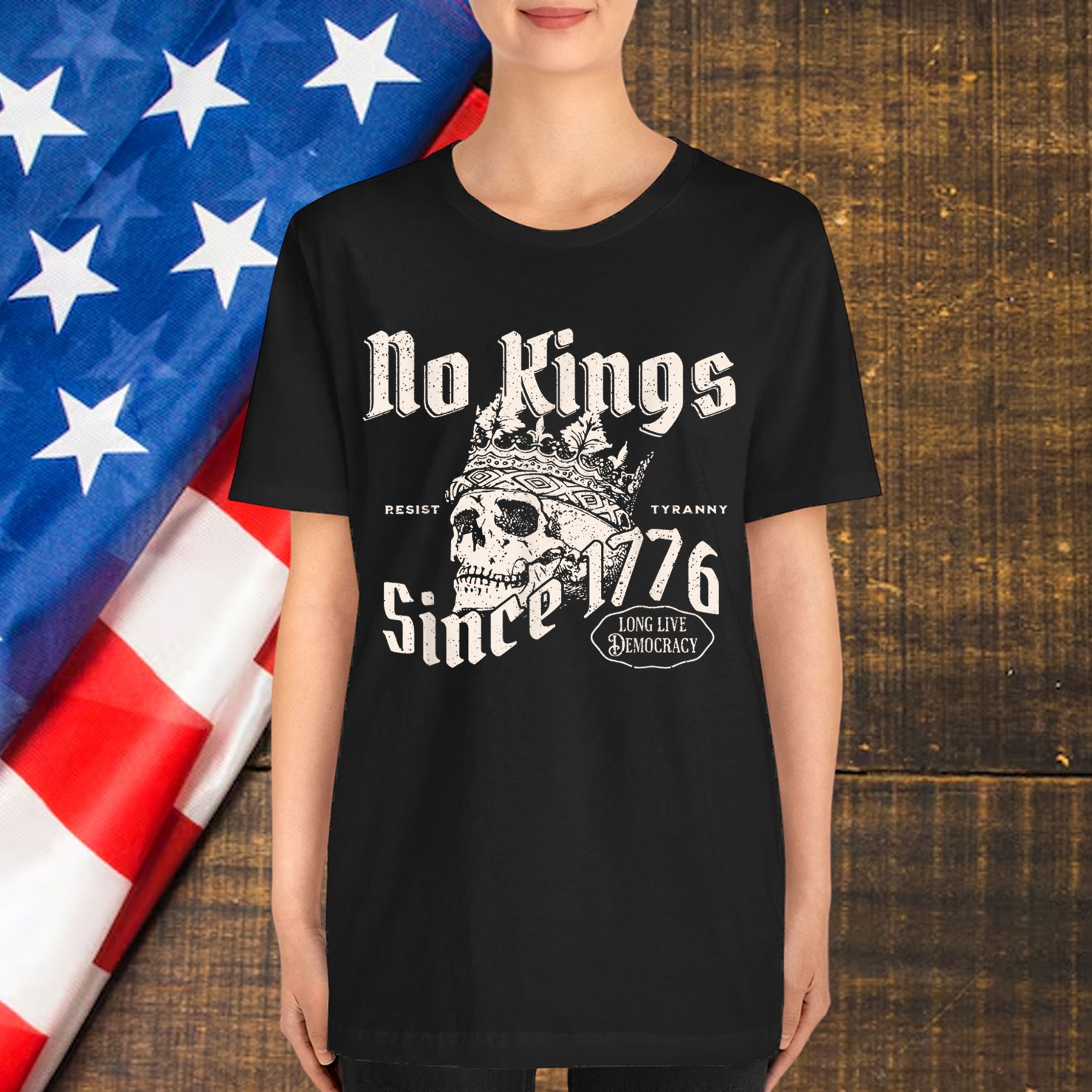 No Kings Since 1776 Skull Shirt