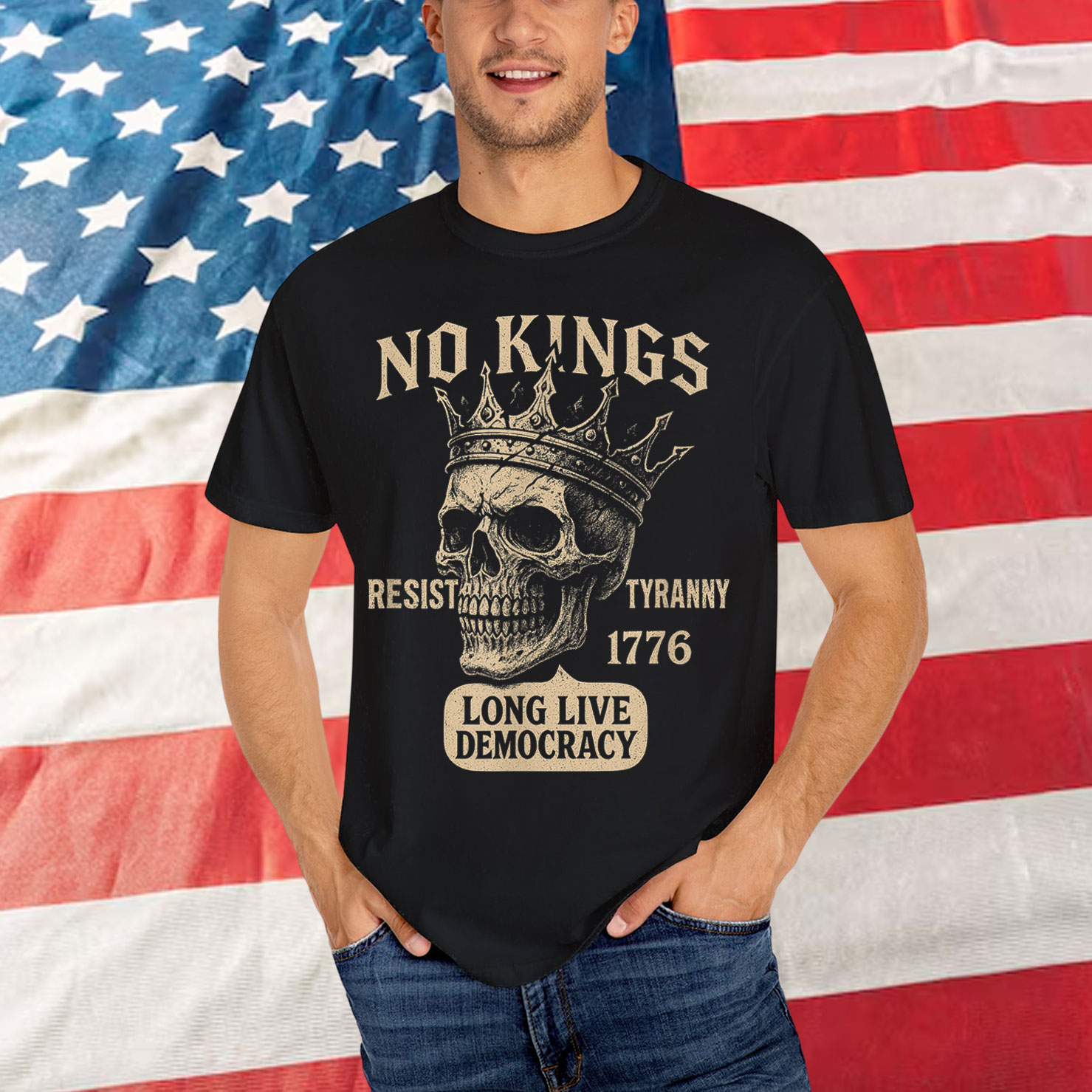 No Kings Since 1776 Skull Shirt