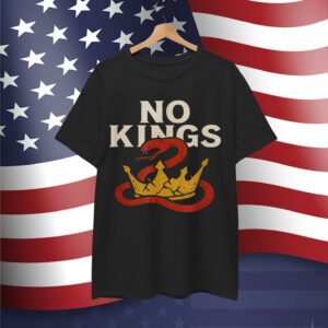 No Kings Snake Crown Graphic Bold Symbolic Design Shirt