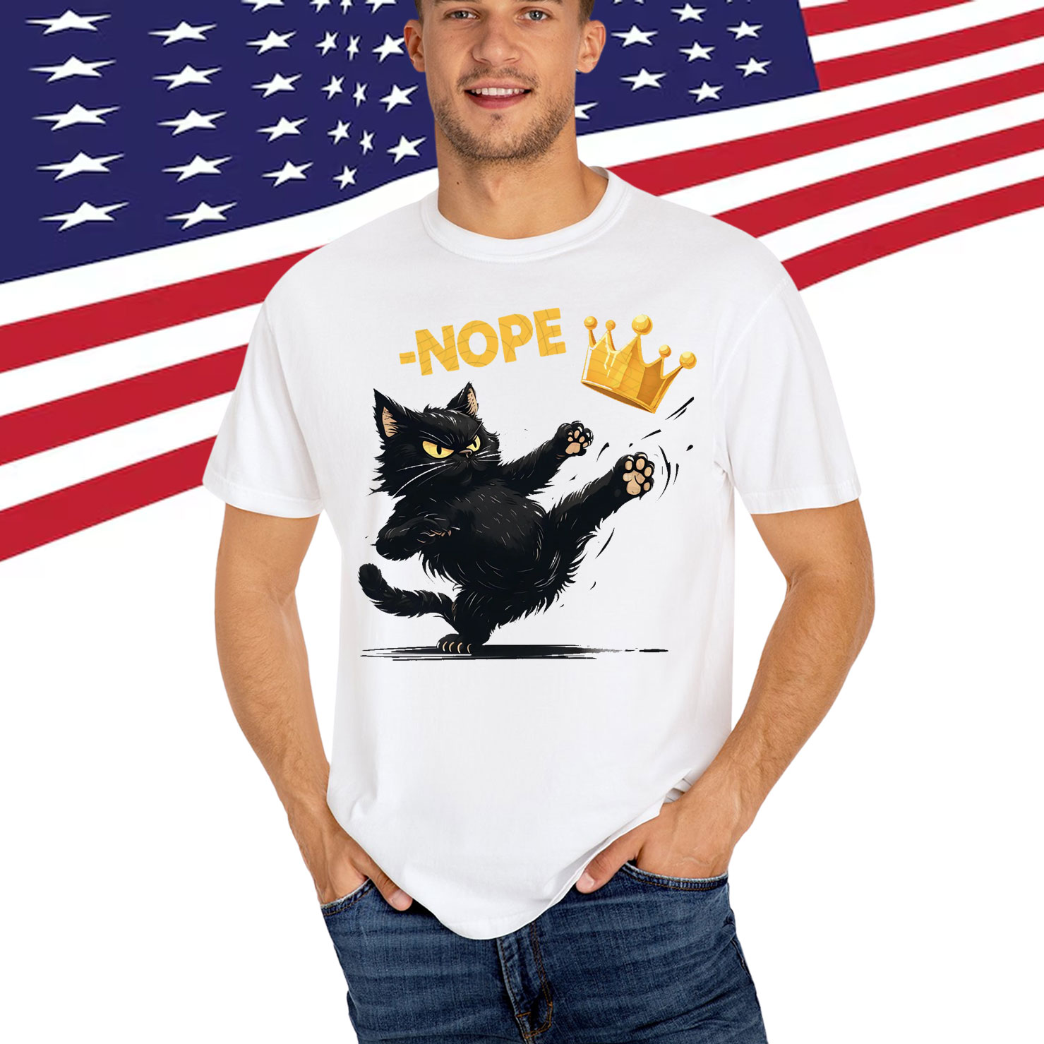 No Kings in America Black Cat Shirt