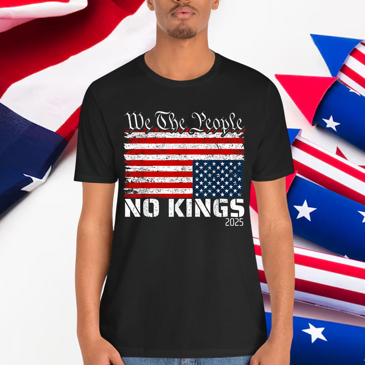 No Kings in America Distress Upside Down We Shirt