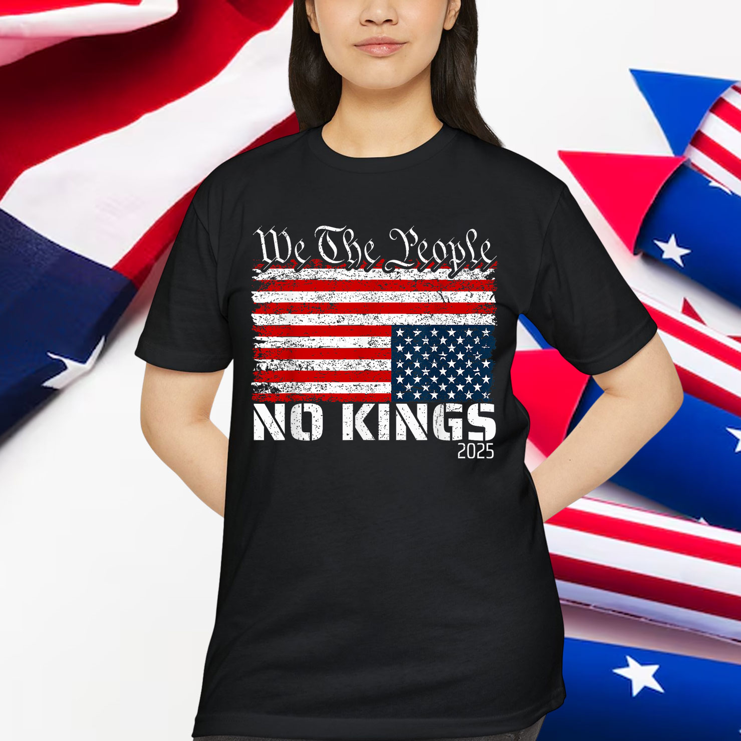 No Kings in America Distress Upside Down We Shirt