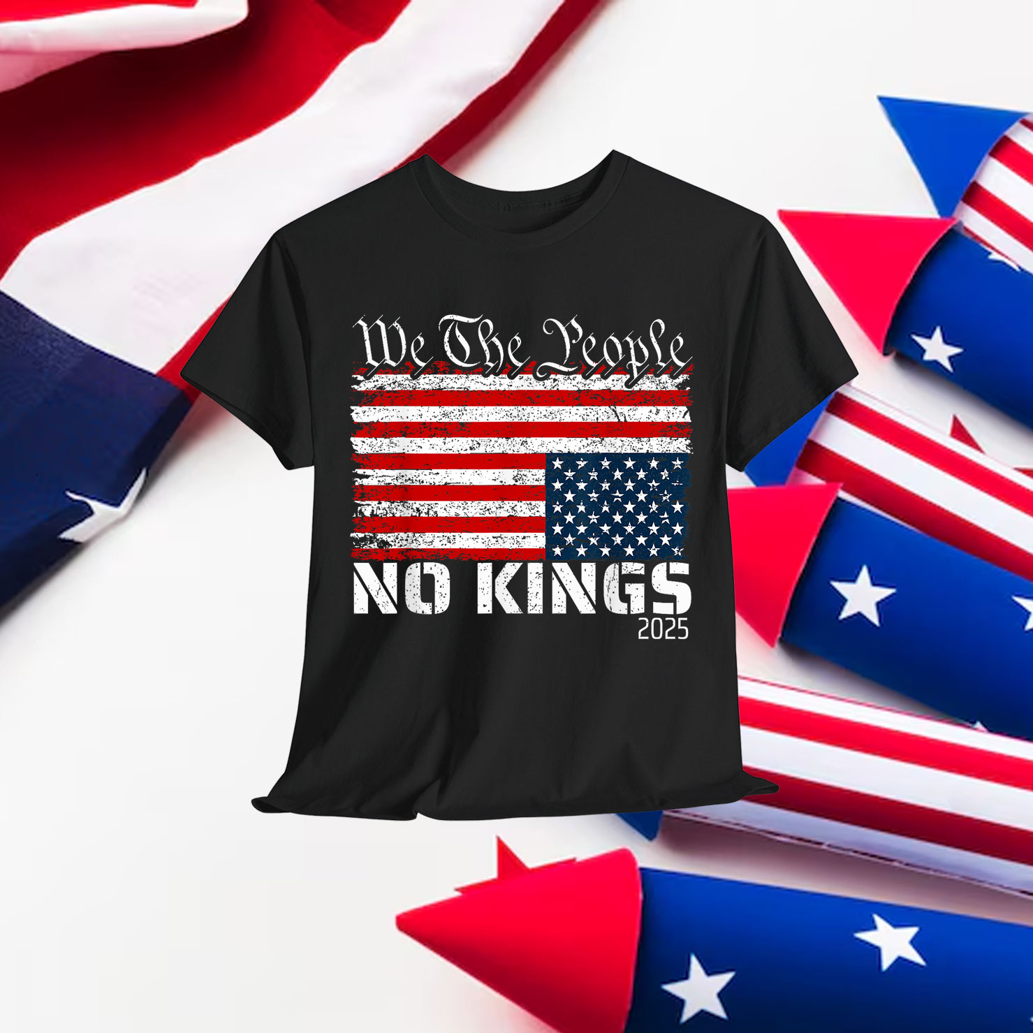 No Kings in America Distress Upside Down We Shirt