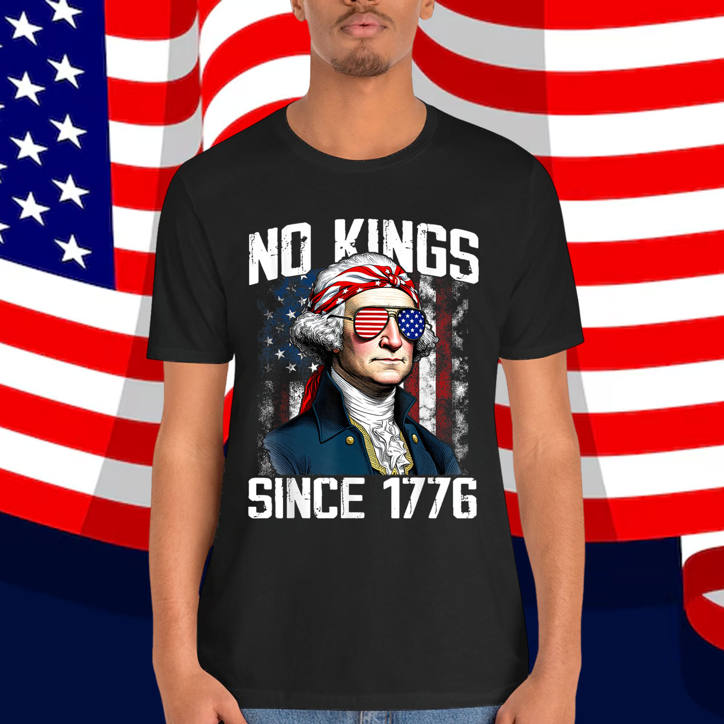 No Kings in America Since 1776 Distressed USA Shirt