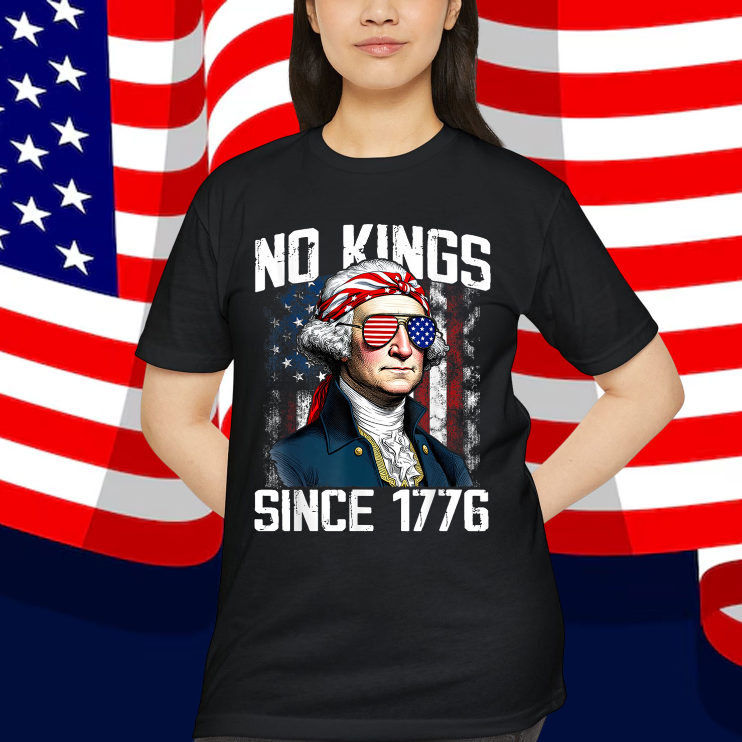 No Kings in America Since 1776 Distressed USA Shirt