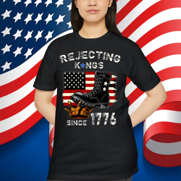 No Kings in America Since 1776 Patriotic Boots Funny T-Shirt