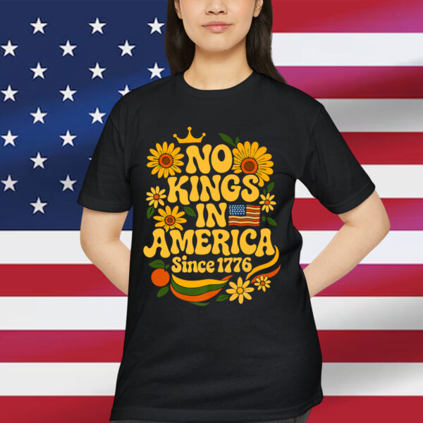 No Kings in America Since 1776 Groovy Floral Shirt