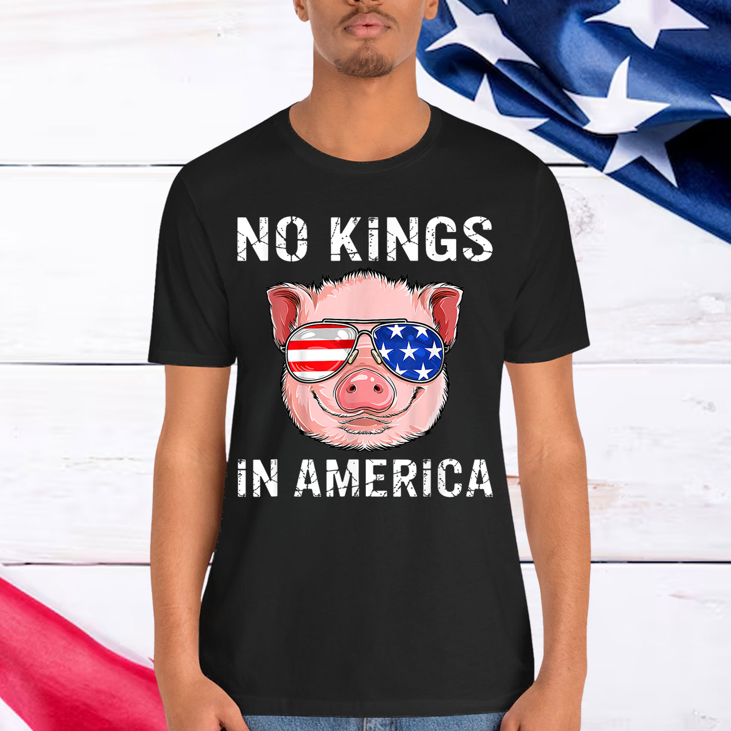 Patriotic Pro Democracy June 14 No Kings In America T-Shirt