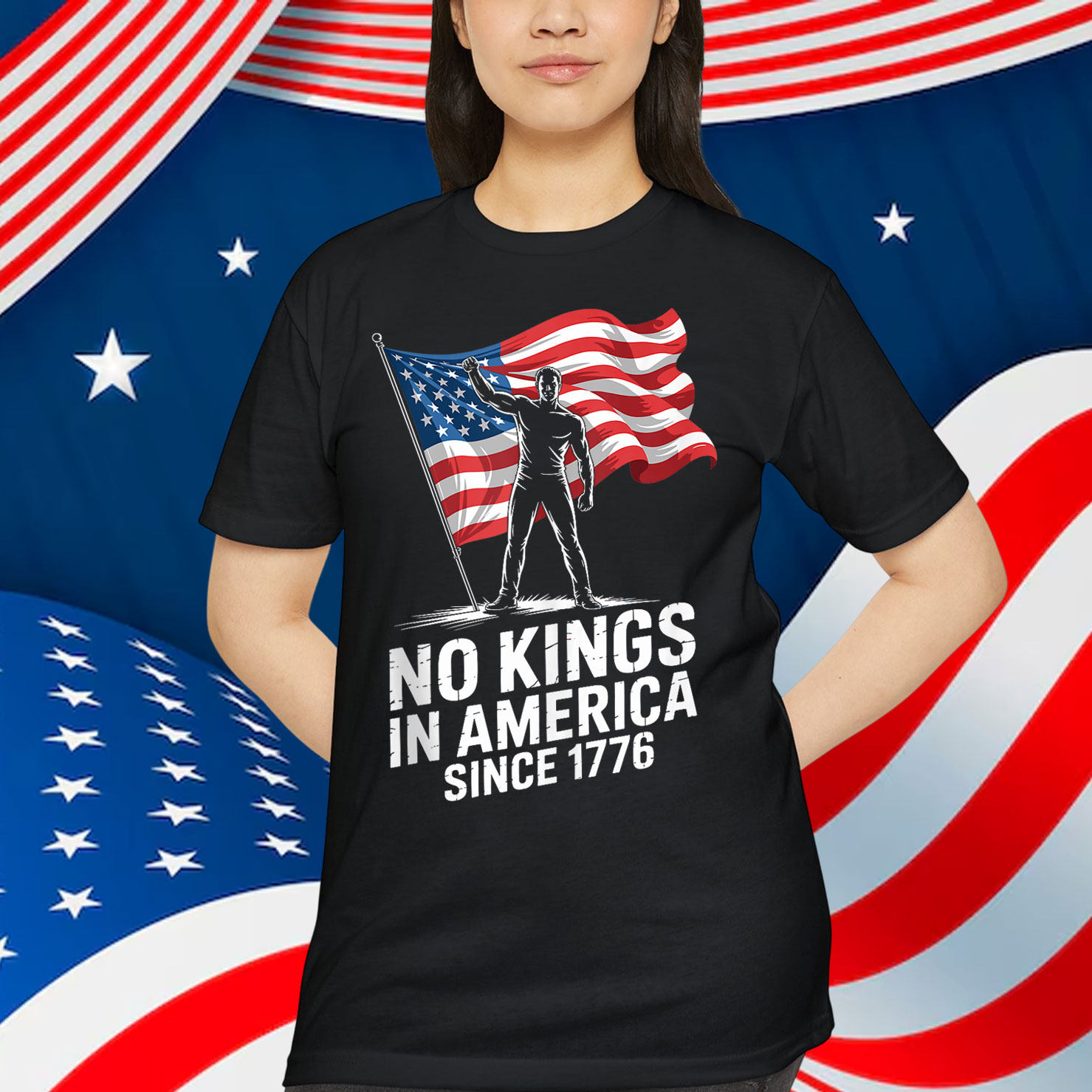 Patriotic USA American 4th Of July No Kings T-Shirt