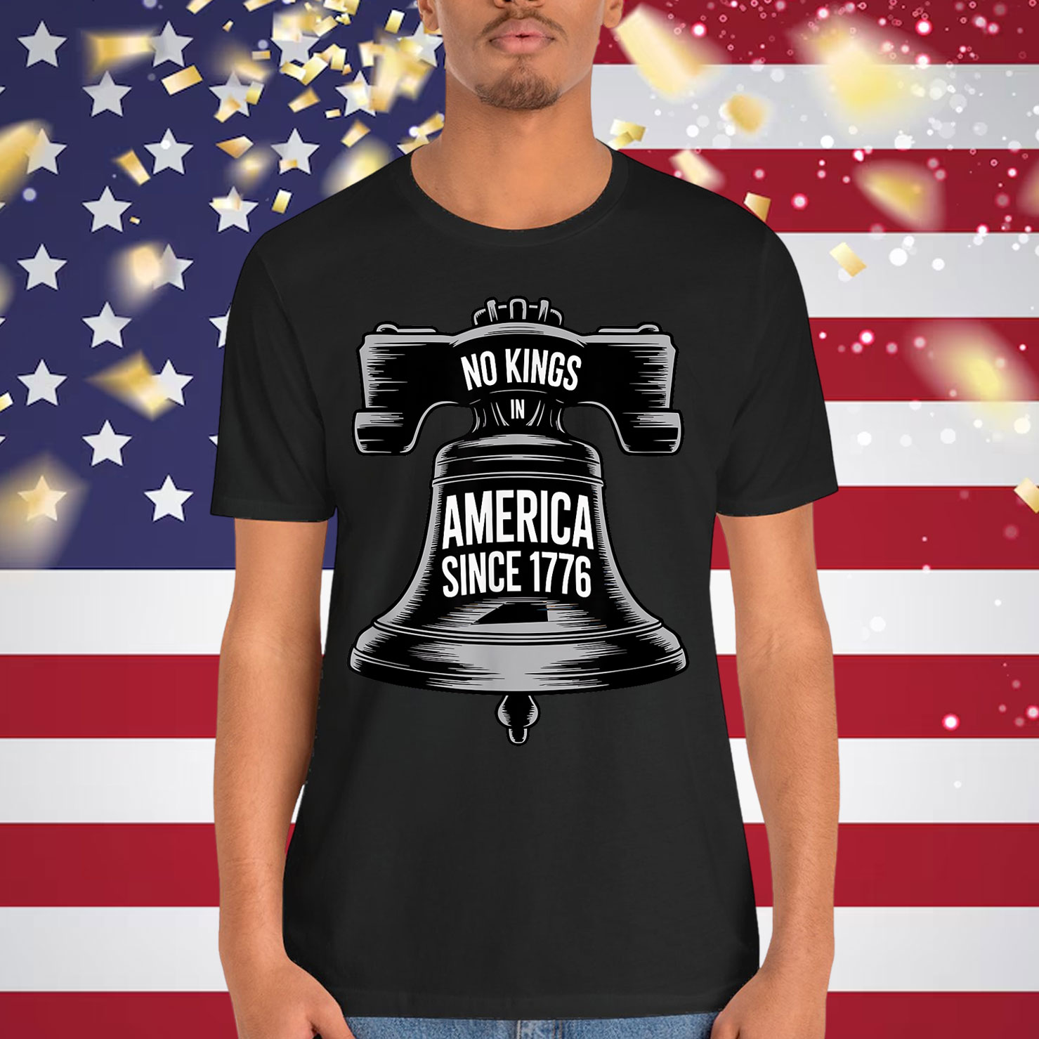 Patriotic USA Liberty Bell 4th No Kings In America T-Shirt
