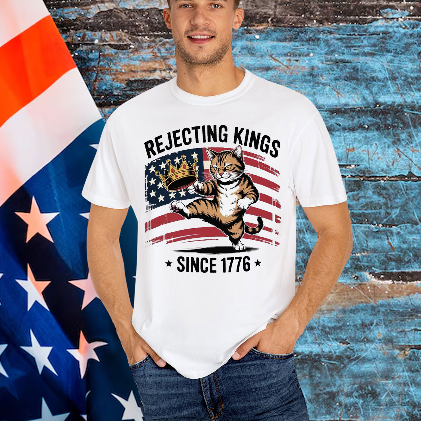 Rebel Cat Kicking Crown Shirt