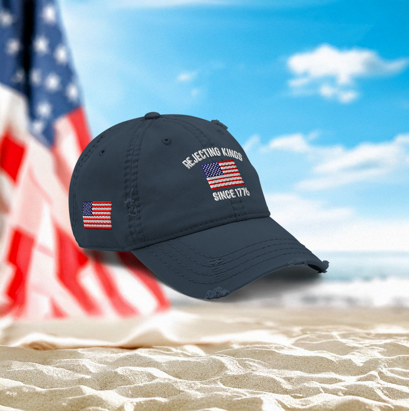 Rejecting Kings Since 1776 Distressed Dad Hat
