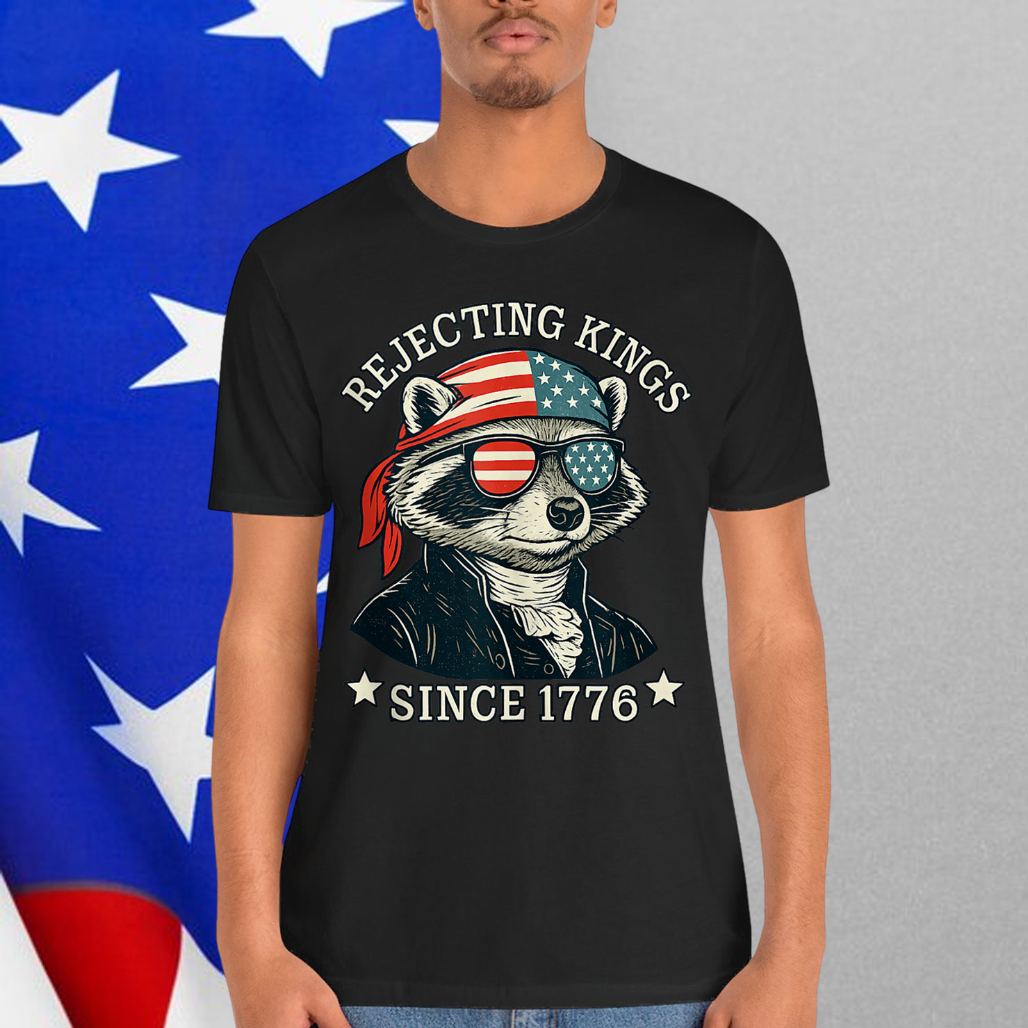 Rejecting Kings Since 1776 George Washington Raccoon T-Shirt