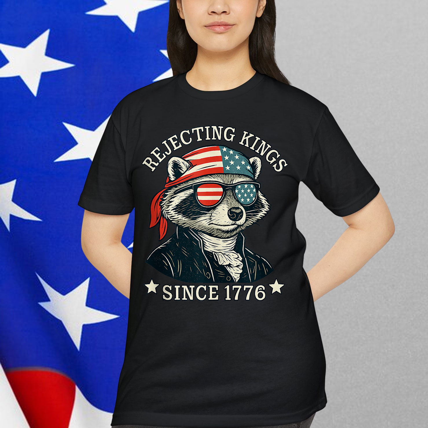 Rejecting Kings Since 1776 George Washington Raccoon T-Shirt