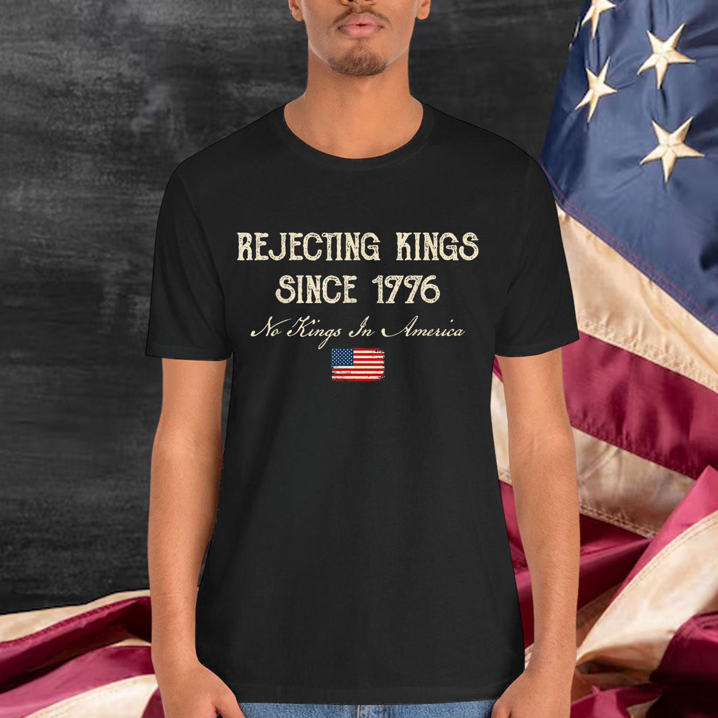 Rejecting Kings Since 1776 Retro Funny Patriotic 4th of July Shirt
